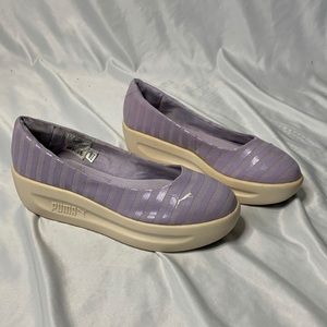Puma Lavender Purple Stripped Platform Ballet Flats